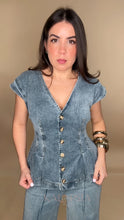 Load image into Gallery viewer, Lismar Peplum Denim Top
