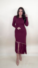 Load image into Gallery viewer, Fringes Asymmetric Dress - Burgundy
