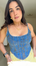 Load image into Gallery viewer, Gold Stars Denim Corset
