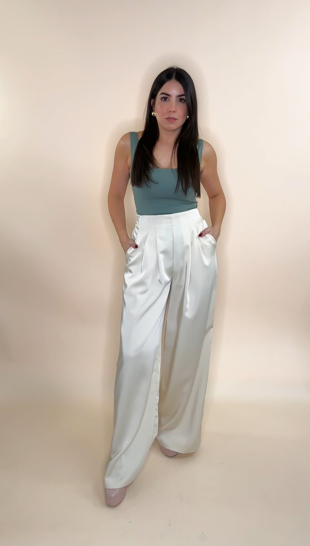 Amy Palazzo Pants - Ivory