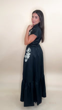Load image into Gallery viewer, Embroidered Black Flower Dress
