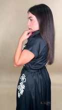 Load image into Gallery viewer, Embroidered Black Flower Dress
