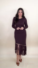 Load image into Gallery viewer, Fringes Asymmetric Dress - Chocolate
