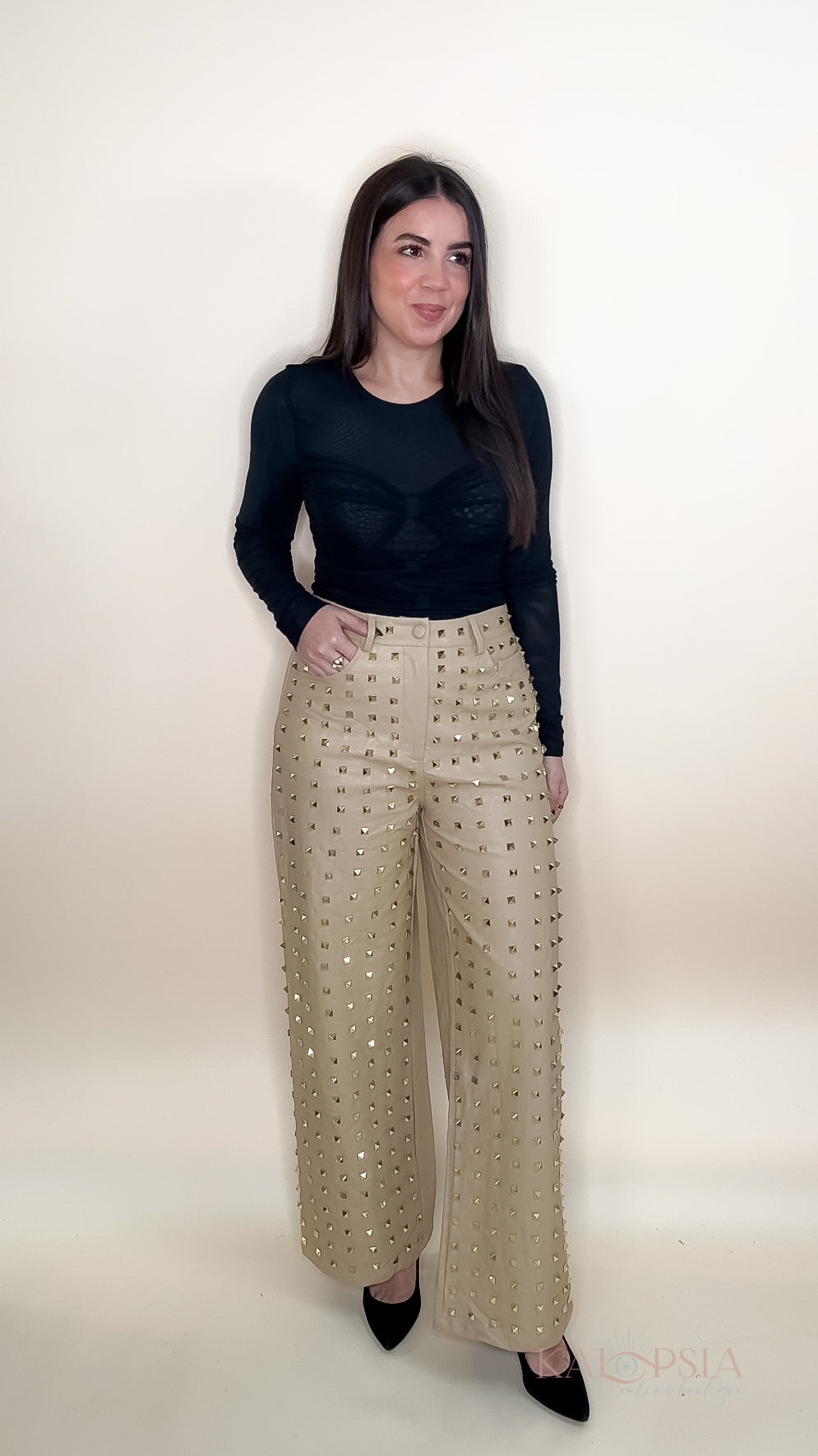 Valentina Faux Leather Pants - Gold