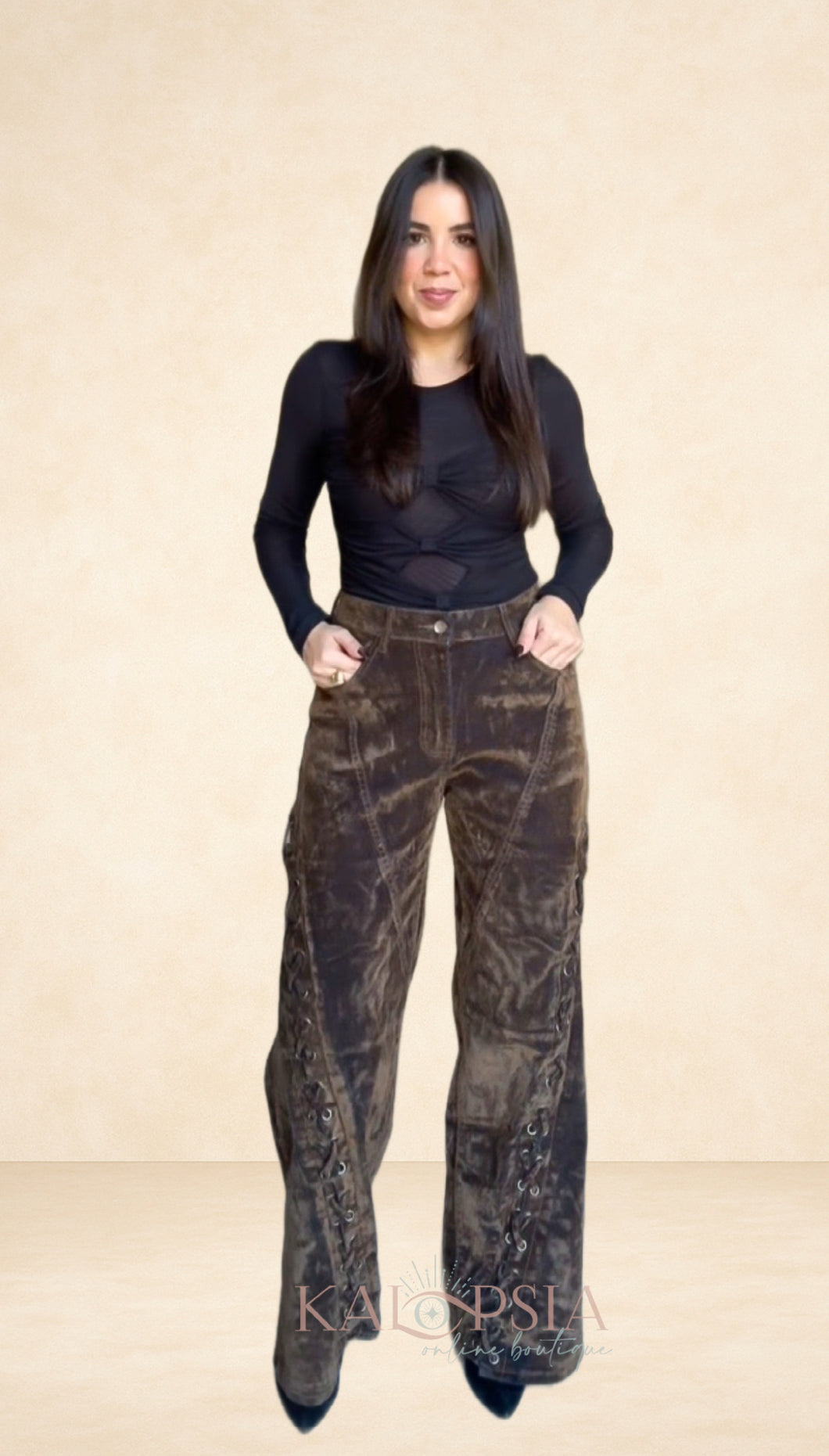 Braided Suede Denim Pant