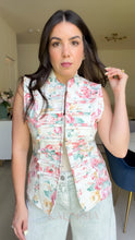 Load image into Gallery viewer, Floral Napoleon Denim Vest
