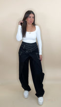 Load image into Gallery viewer, Wrapped Black Denim Pants
