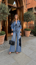 Load image into Gallery viewer, Black Flower Denim Two Piece Set
