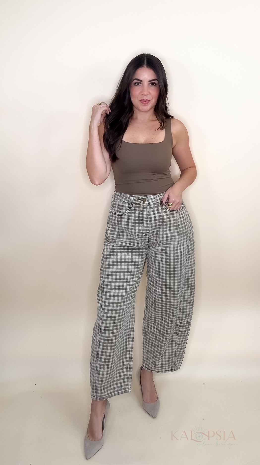 Musa Plaid Barrel Denim