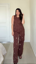 Load image into Gallery viewer, Embroidered Pearls Denim Set - Brown
