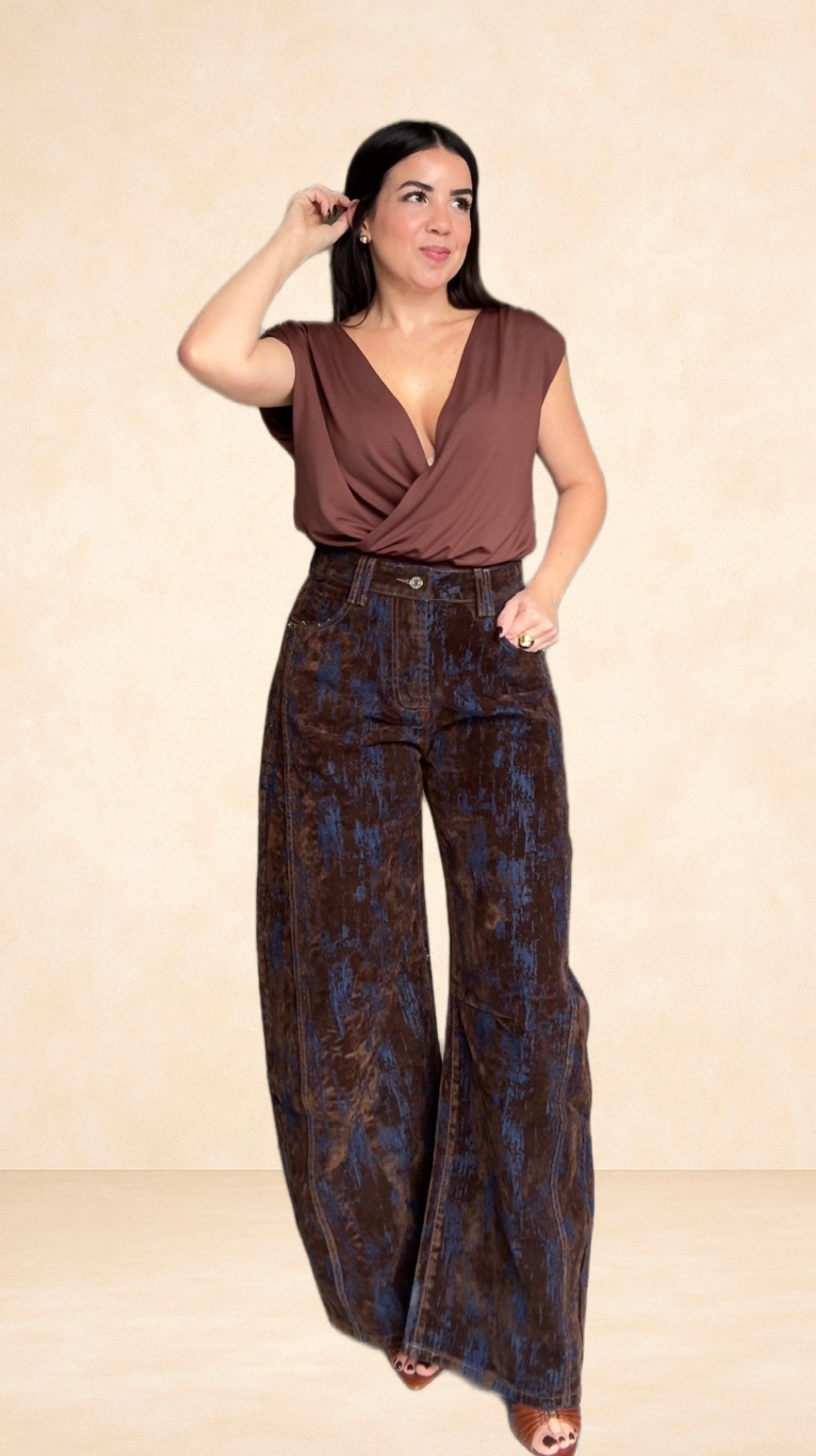 Choco Suede Barrel Denim