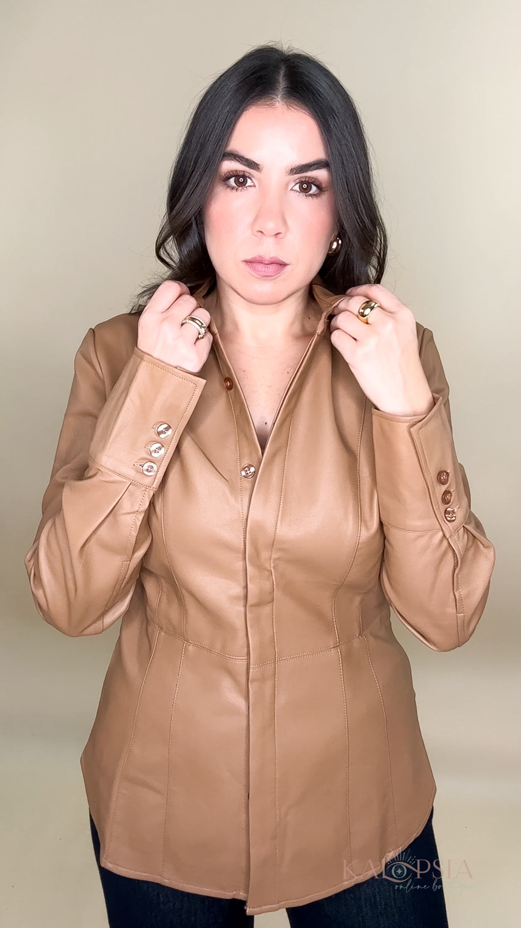 Clemen Faux Leather Top/Jacket