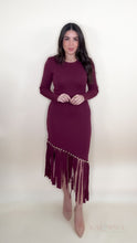 Load image into Gallery viewer, Fringes Asymmetric Dress - Burgundy
