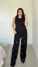 Load image into Gallery viewer, Embroidered Pearls Denim Set - Black
