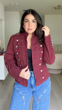 Load image into Gallery viewer, Burgundy Napoleon Denim Jacket
