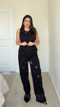 Load image into Gallery viewer, Embroidered Pearls Denim Set - Black
