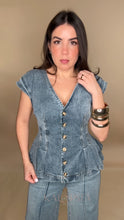 Load image into Gallery viewer, Lismar Peplum Denim Top
