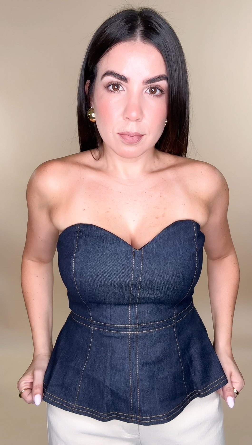 Denim Peplum Corset