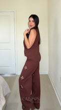 Load image into Gallery viewer, Embroidered Pearls Denim Set - Brown
