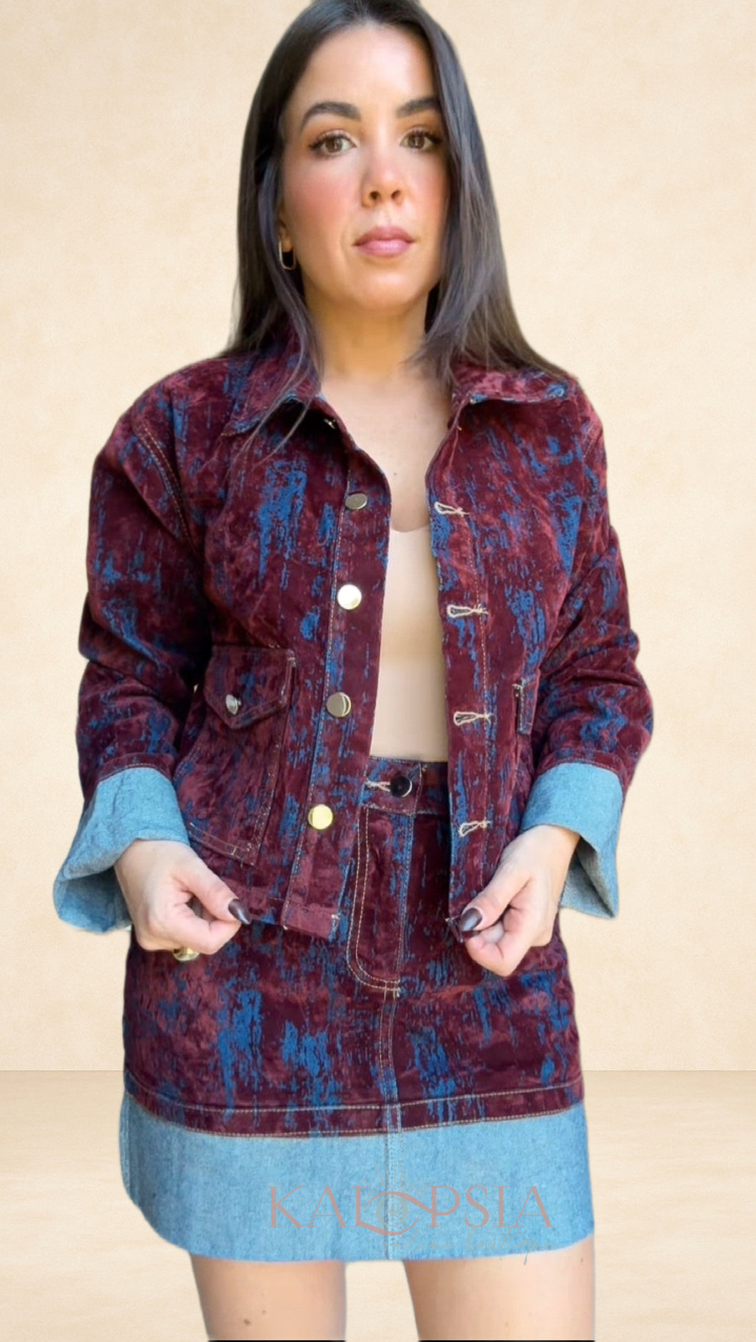 Ninna Suede Denim Two Piece Set