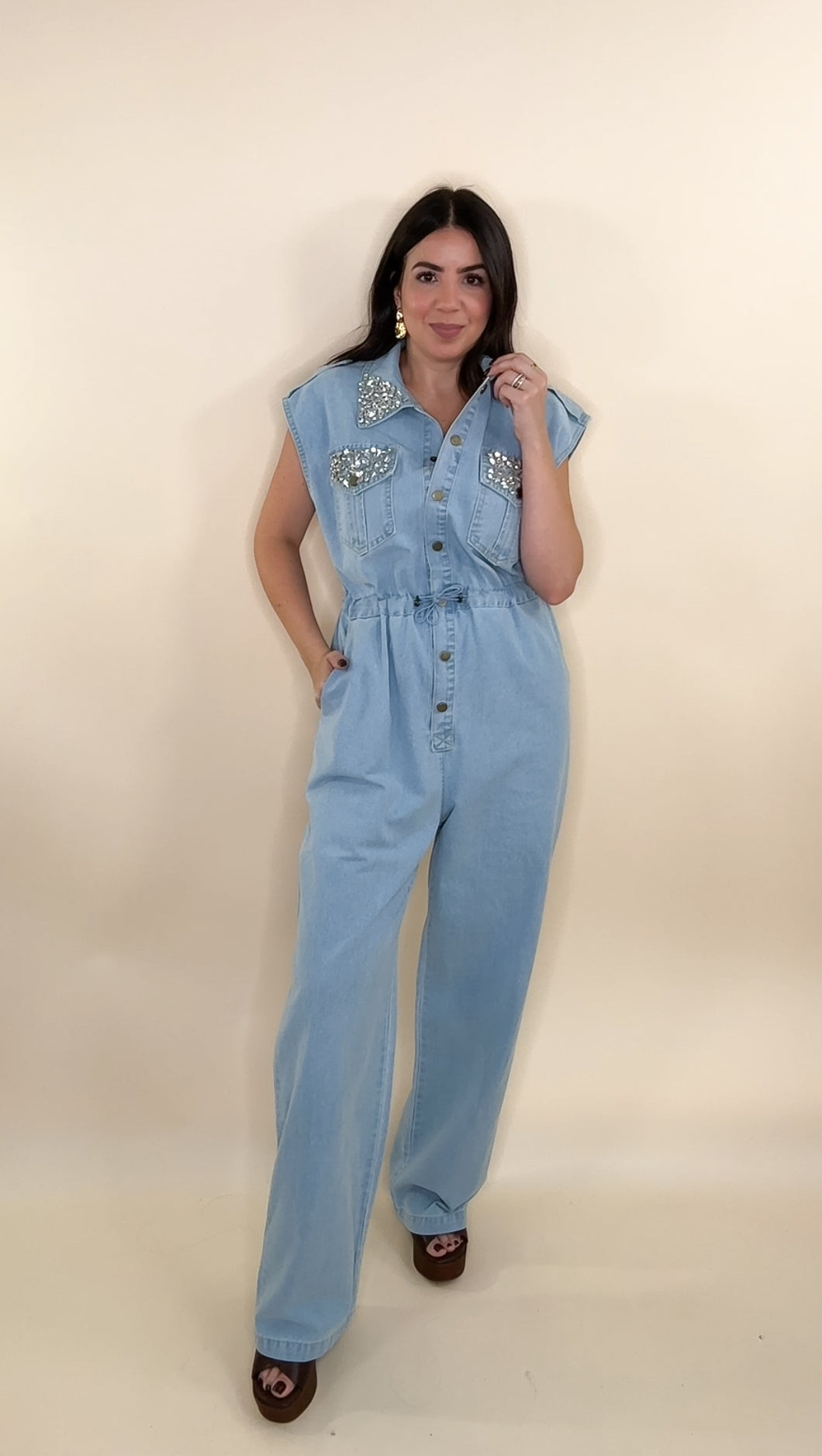 Morita Denim Jumpsuit - Light Blue