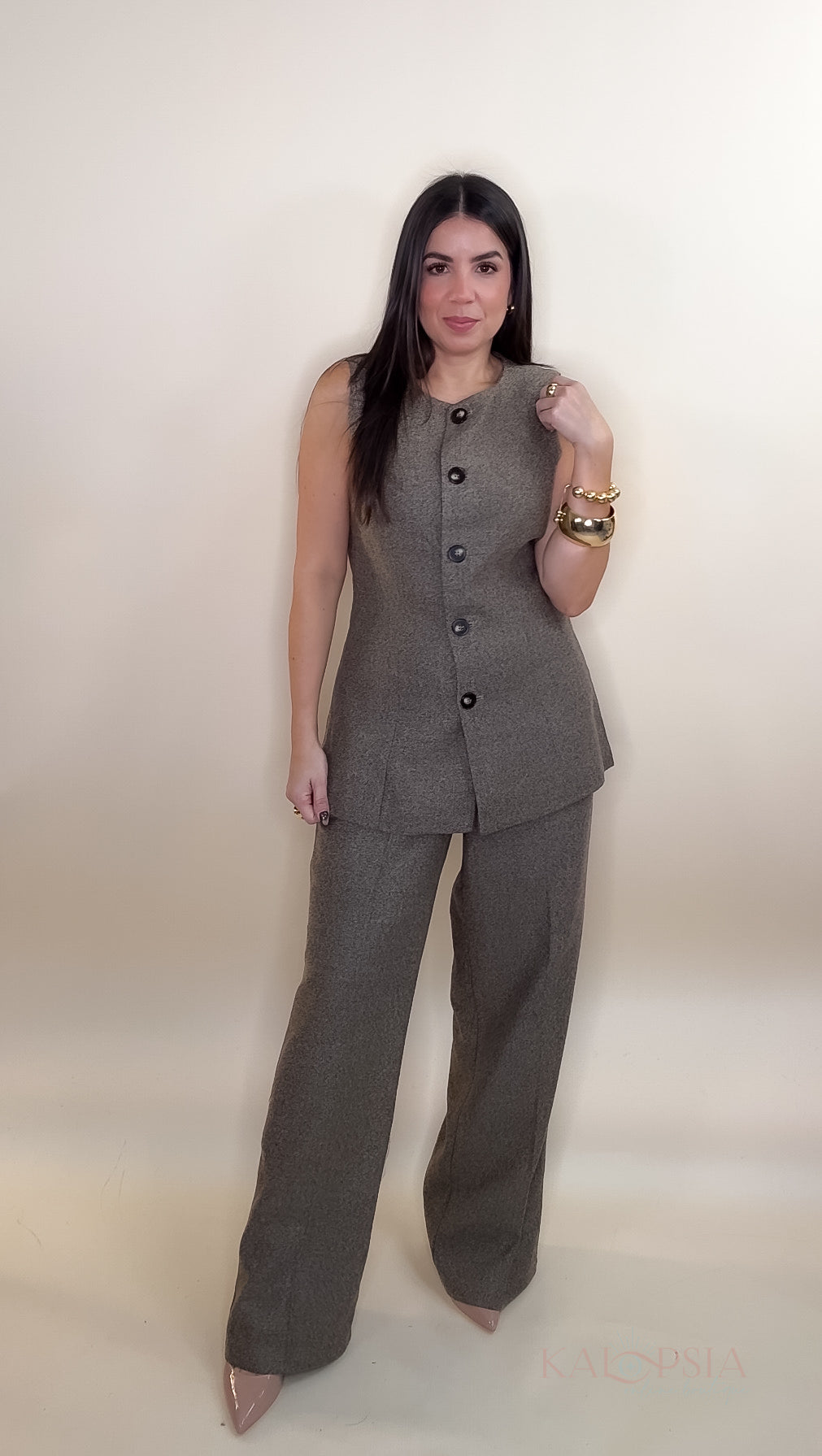 Perfect Long Vest Two Piece Set