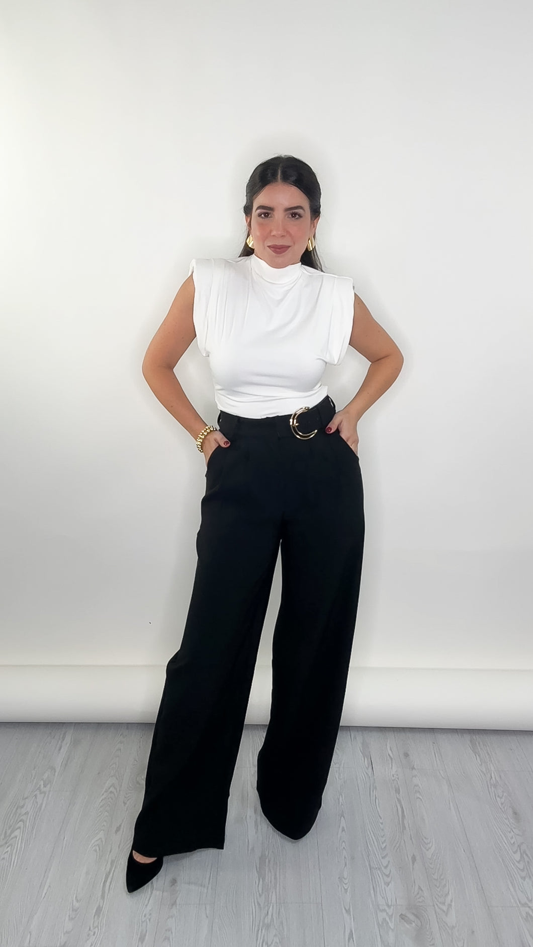 Lezy Black Belted Pants