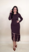 Load image into Gallery viewer, Fringes Asymmetric Dress - Chocolate
