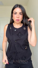 Load image into Gallery viewer, Embroidered Pearls Denim Set - Black
