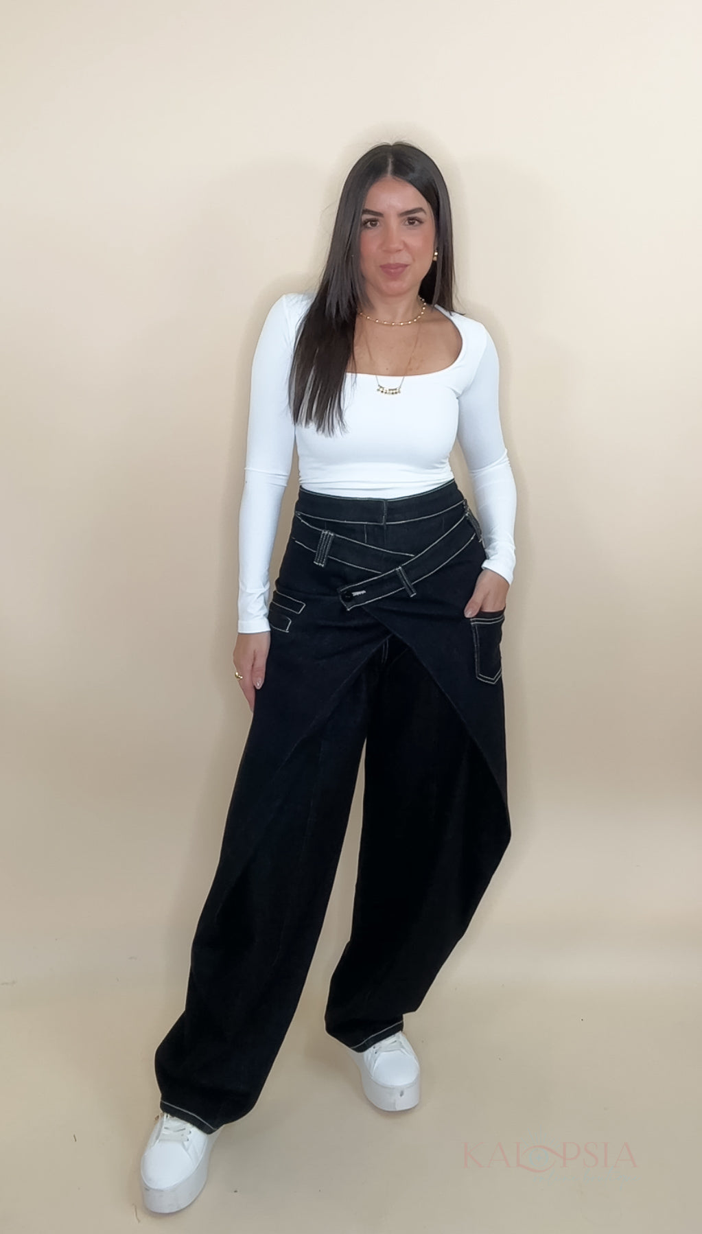 Wrapped Black Denim Pants