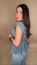 Load image into Gallery viewer, Lismar Peplum Denim Top
