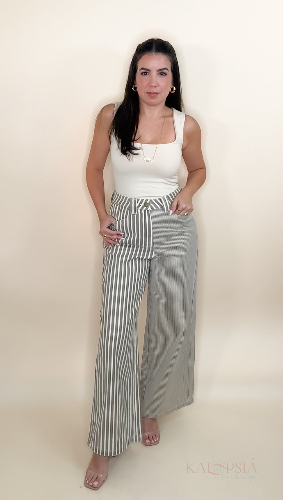 Mocca Striped Jeans