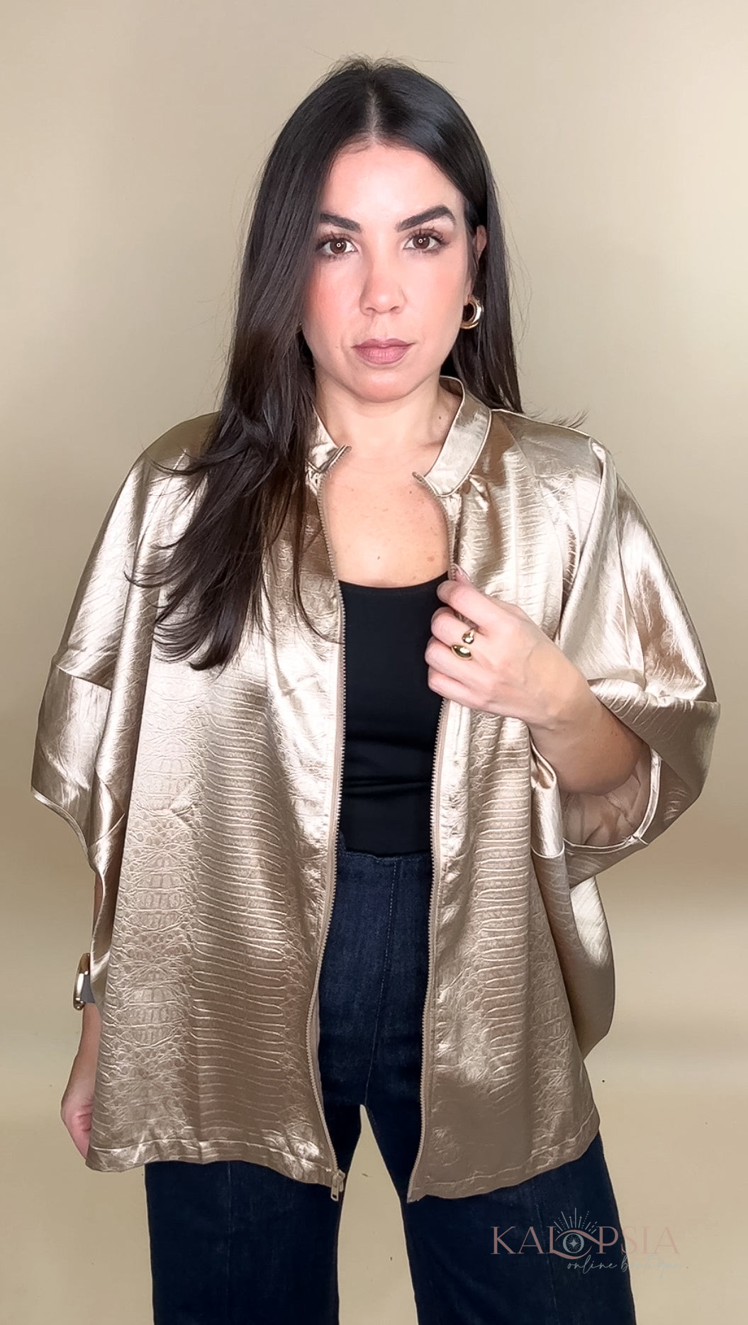 Comfy Short Sleeve Jacket - Gold